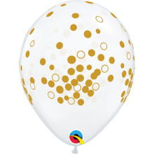 بالون مطبوع شفاف منقط ذهبي (25 حبة)