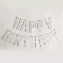 Glitter Birthday banner Silver