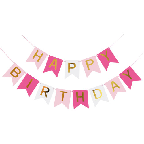 Rose White pink Birthday banner 16*20cm Rose White pink Birthday banner 16*20cm