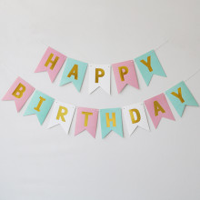 بنر عيد ميلاد ابيض وردي اخضر 16*20 سم