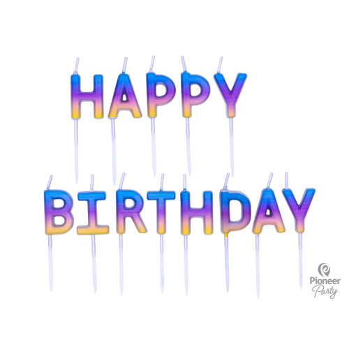 Rainbow Ombré Happy Birthday Pick Stick Candles