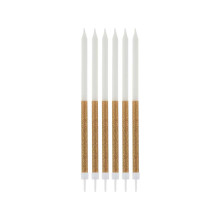 Glitter birthday candles, gold, 14.5x0.6 cm, 16 pcs