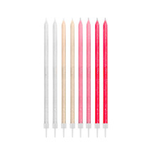 Glitter candles, pink mix, 14.5x0.6 cm, 24 pcs