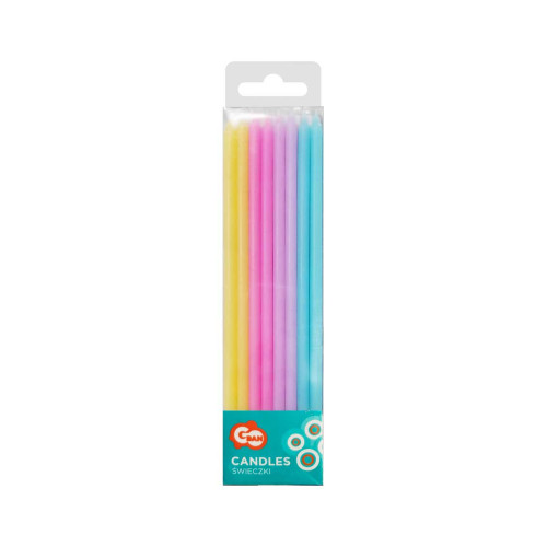 Birthday candles, pastel colors assorted, 14.5x0.6 cm, 16 pcs