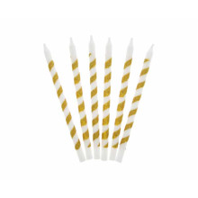 Birthday candles Twister, glitter gold, 16 pcs
