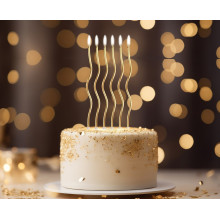 Gold swirl B&C birthday candles, 6 pcs