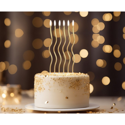Gold swirl B&C birthday candles, 6 pcs