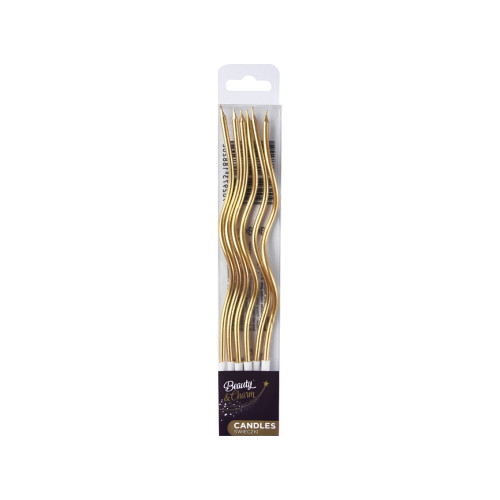 Gold swirl B&C birthday candles, 6 pcs