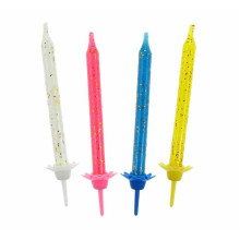 Glitter birthday candles, 12/12, 4 colours, 6 cm