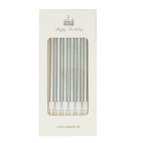 Spiral Candle - silver 6 count