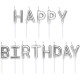 Happy Birthday Pick Candle- Metallic silver