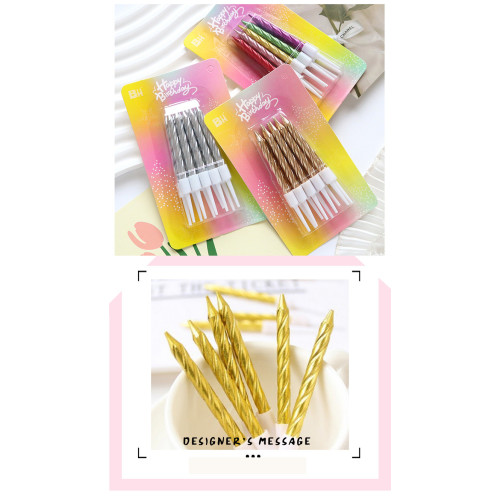 Rose Gold stripe brights birthday Candles 10 Pcs