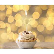 Pick candles Stars, metallic gold, 5 pcs