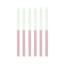 Half Glitter Candle - Pink 12 count