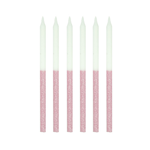 Half Glitter Candle - Pink 12 count