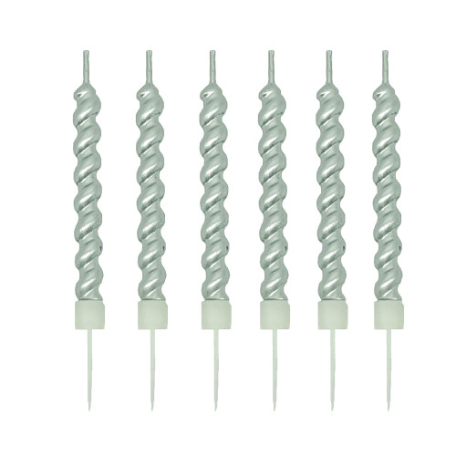 Big Spiral Candle - silver 6 count