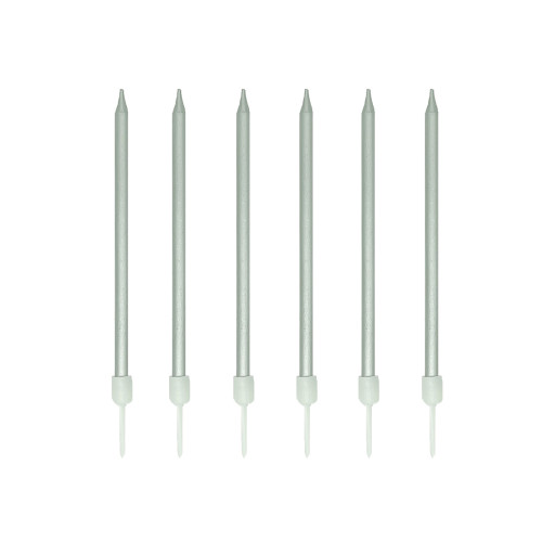 Spiral Candle - silver 6 count