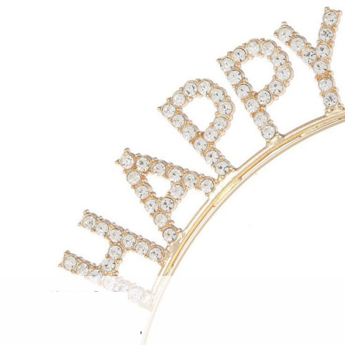 Gold Party Headband and Sash "HAPPY BIRTHDAY" - Gold Sash and black text