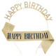 Gold Party Headband and Sash "HAPPY BIRTHDAY" - Gold Sash and black text