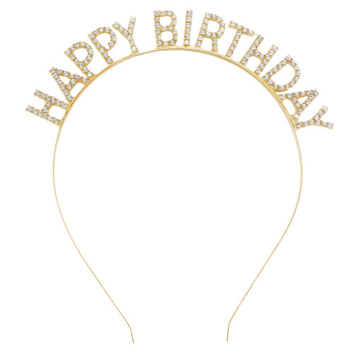 Gold Party Headband with Crystal "HAPPY BIRTHDAY"