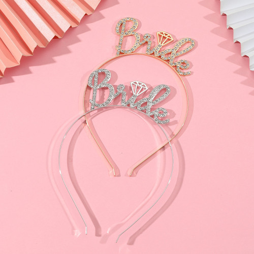 Gold Party Headband "Bride" with Crystal Gold Party Headband "Bride" with Crystal