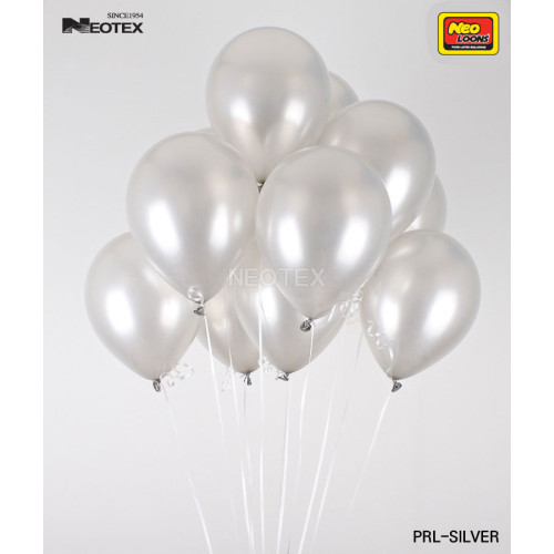 5 inch Latex Balloon metallic Silver 100 count