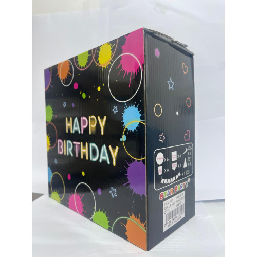 neon Party Set Large 32-Piece Set for Childrens Birthday or Theme Party, Table Decoration