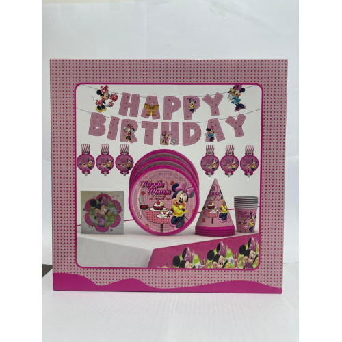 Minnie Mous Party Set Large 32-Piece Set for Childrens Birthday or Theme Party, Table Decoration