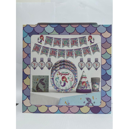 lets be Mermaid Party Set Large 32-Piece Set for Childrens Birthday or Theme Party, Table Decoration