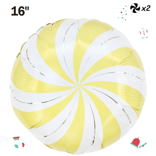 16 inch Yellow Candy Foil Balloon - 2/Pack