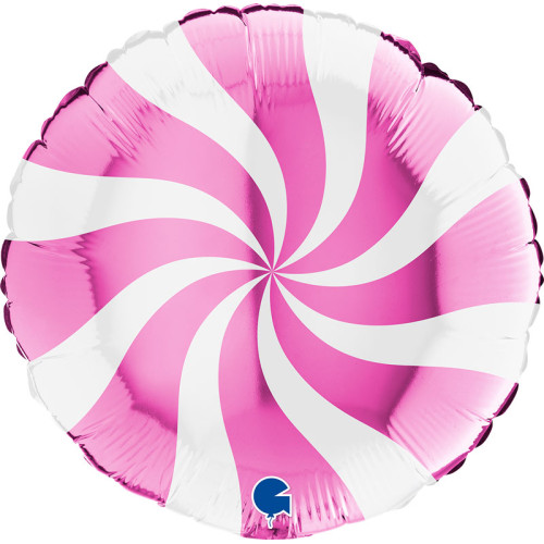 18 inch Swirly White-Fuxia Foil balloon