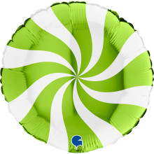 18 inch round Swirly White-Lime Green Foil balloon